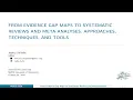 From Evidence Gap Maps to Systematic Reviews and Meta-Analyses Approaches Techniques and Tools