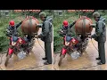 On the winding and steep mountain road, a brave motorcyclist carrying a 1000kg load conquered it.