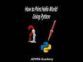 How To print Hello World Hello World in Python Python Tutorial Python Programming