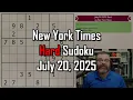 Lagu NYT Hard Sudoku Walkthrough | July 20, 2025