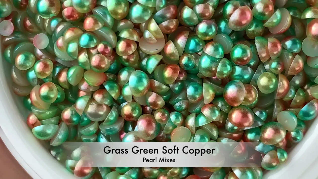 Gradient Flatback Pearls - Grass Green & Soft Copper