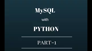 MySQL with Python PART--1