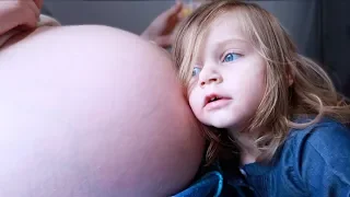 Download Sister Reacts to Baby Moving inside Mommy's Big Pregnant Belly MP3