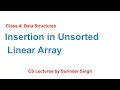 Lec 4 Insertion in unsorted Array Data Structures