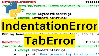 IndentationError TabError Python Tutorial