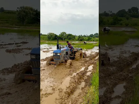 Eicher 4wd tractor working in mud #shorts #trending #tractor