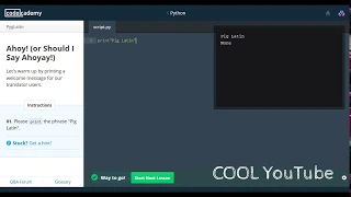 Pyglatin Learn Python with CodeCademy