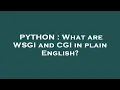 PYTHON What are WSGI and CGI in plain English