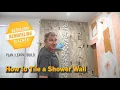 Tiling a shower wall l PLAN LEARN BUILD