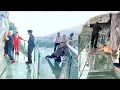 People are terrified to cross glass bridge | Glass bridge crack effect | Glass bridge funny moments