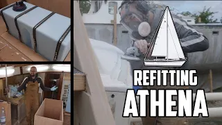 Sail Life – Kitchen island & deck-hull joint sanding – DIY sailboat project