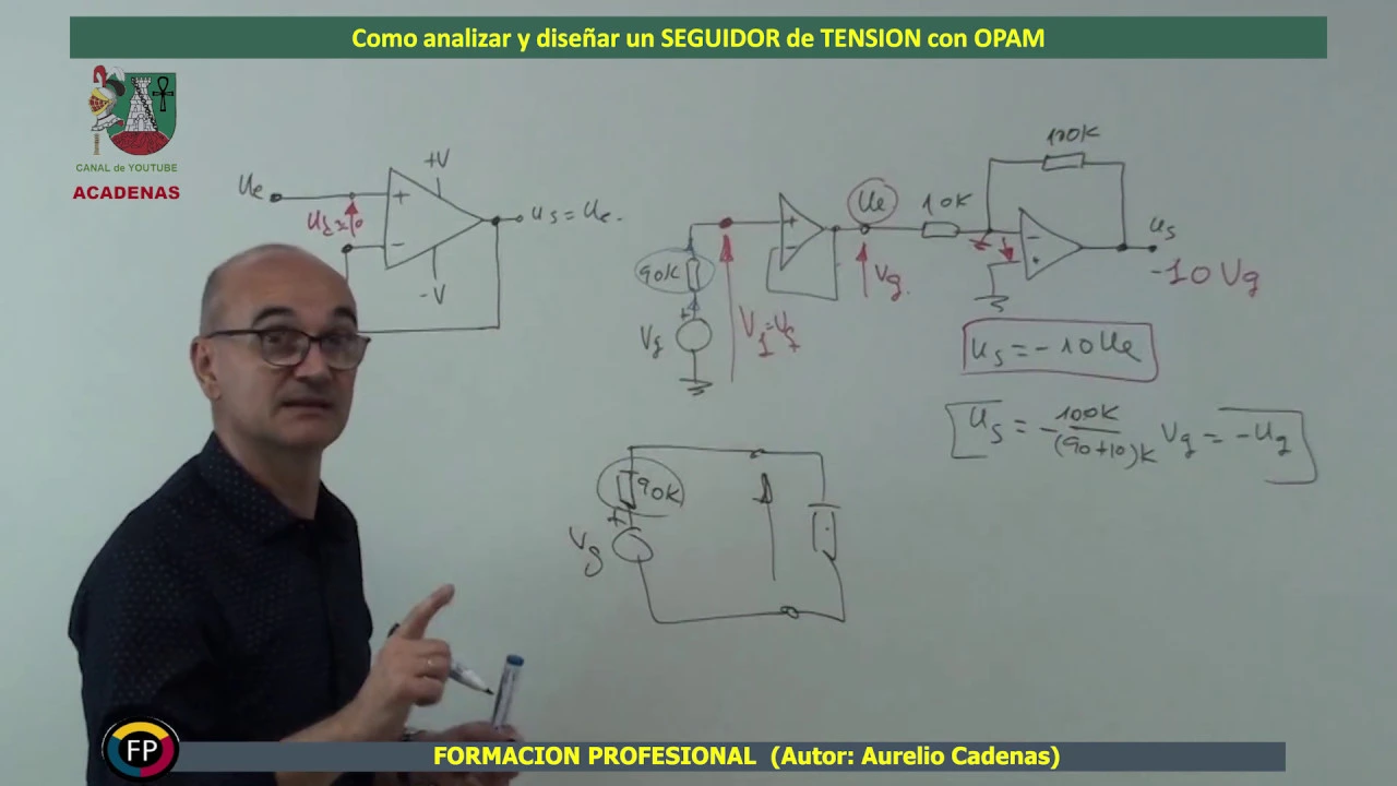 Seguidor de tensión con OPAMP. Adaptador de impedancias (Clase 63)