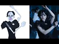 Wednesday Addams trailer drawing meme