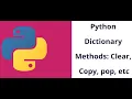 Python Tutorials for Beginners Methods in Python Dictionary