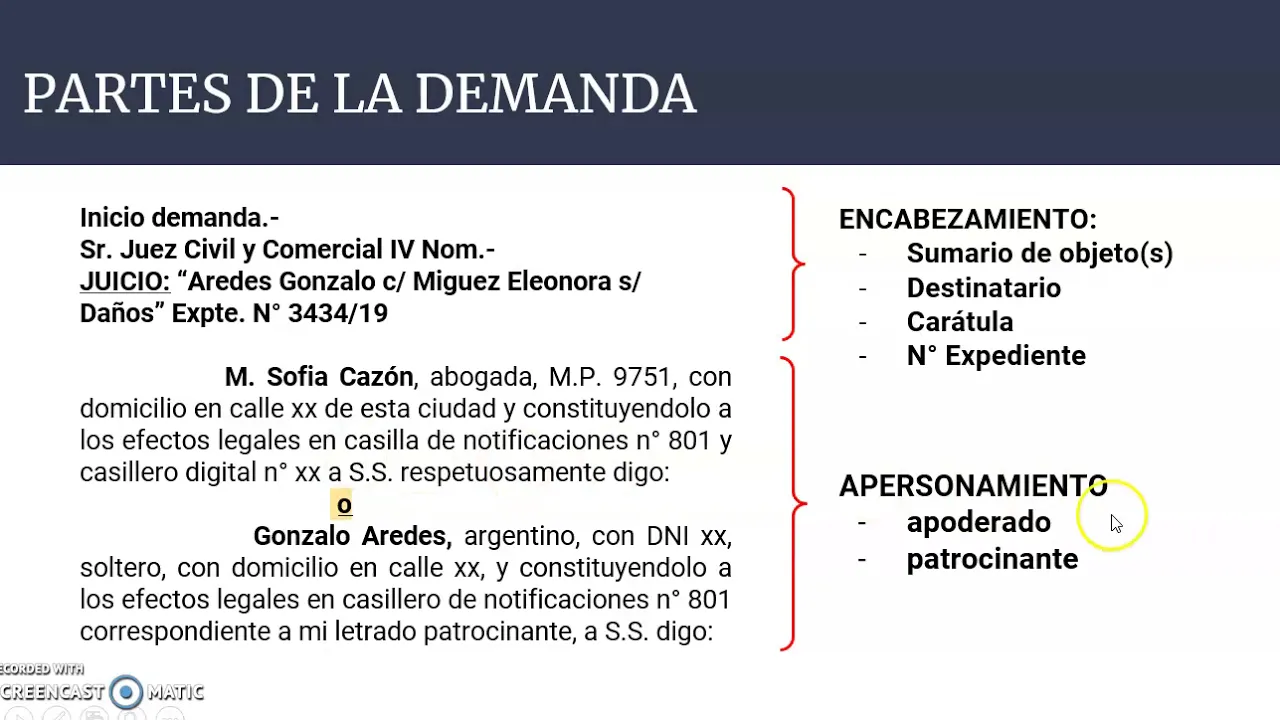 Partes de la demanda y contestación