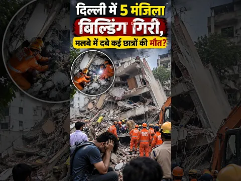 दिल्ली में 5 मंजिला बिल्डिंग गिरी,मलबे में दबे कई छात्रों की मौत? #DelhiBuildingCollapse #DelhiNews
