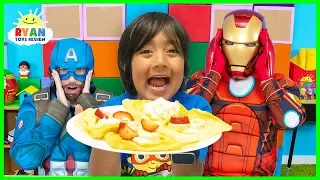 Download Ryan Pretend Play Cooks Breakfast for Avengers Superheroes MP3