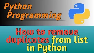 How to Remove Duplicates from Python List Python Programming