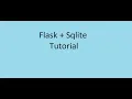 Flask Sqlite App Basic Tutorial python