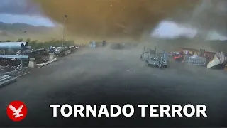 Terrifying moment tornado devastates village in southern France caught on camera