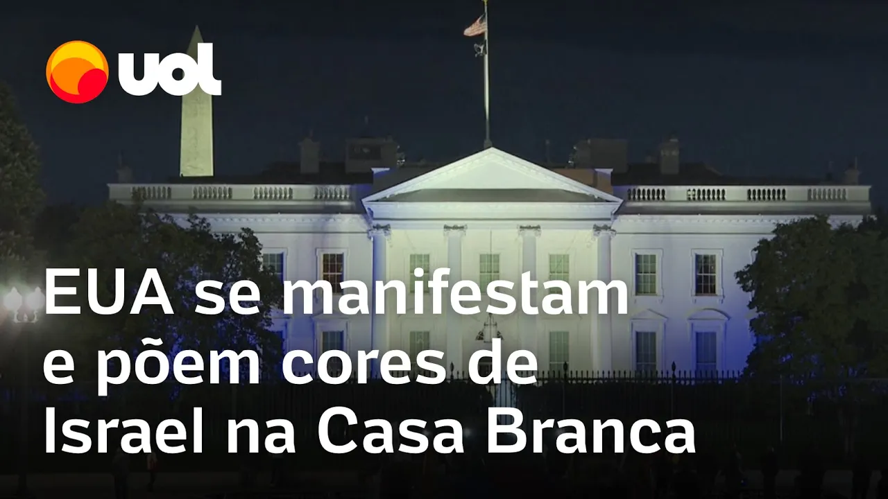 Guerra Israel x Hamas: EUA se manifesta, ilumina Casa Branca e diz não ter intenção de enviar tropas