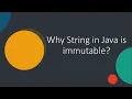 Why String in Java is Immutable