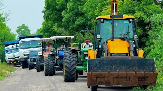 Jcb 3dx loading Mud in TATA Tippers Tractors Swaraj 855F New Holland 3630 Tractor jcbThar Truck