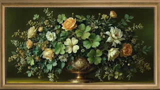 Floral Frame Art  TV For St. Patrick's Day | Vintage Green & Spring  Flowers | TV Screensaver