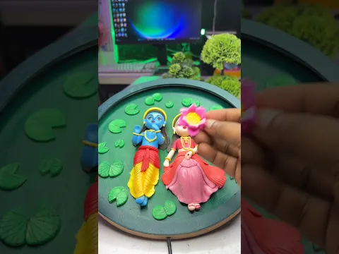 Jai shri krishna lotus pond 🪷 making with Clay resin art #shorts #short
