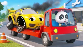 レーシングカーのタイヤはどこ？ | はたらく車 | こどものうた | 赤ちゃんが喜ぶ歌 | 童謡 | アニメ | 動画 | ベビーバス| BabyBus