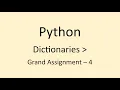 Grand Assignment - 4 Dictionaries Python NxtWave