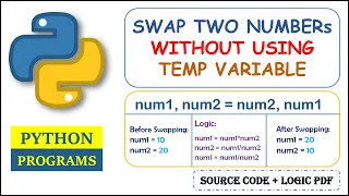 Python Program to Swap Two Number Without Using Third Variable Multiplication Division