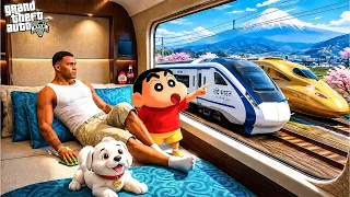 GTA 5: Franklin & Shinchan Travel By Train For The First Time! 🚆😱 | GTA 5 Telugu Gameplay