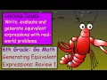 Go Math 6th Grade Generating Equivalent Expressions Review Part 1