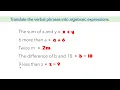 Translating Algebraic Expressions Ms Rosette