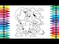 halloween witch coloring page with markers