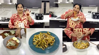 Super Hungry So Made This Quick - Bibim Guksu (Korean Spicy Cold Noodles) - Garlic Parmesan Fries