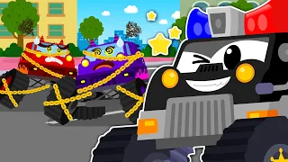 Monster Truck vs Police Car | CAR Song | Vehicle Song | Nursery Rhymes & Kids Songs