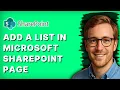 How to Add a List in Microsoft Sharepoint Page 2026 Full Guide