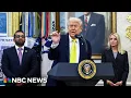 Download Lagu Trump calls for prosecution of rivals, flanked by DOJ and FBI chiefs