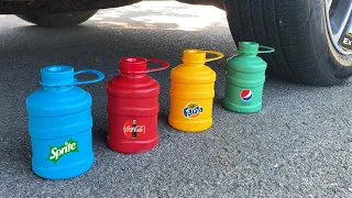 Experiment Car vs Big Coca Cola, Fanta, Pepsi vs Mentos | Crushing crunchy & soft things by car !