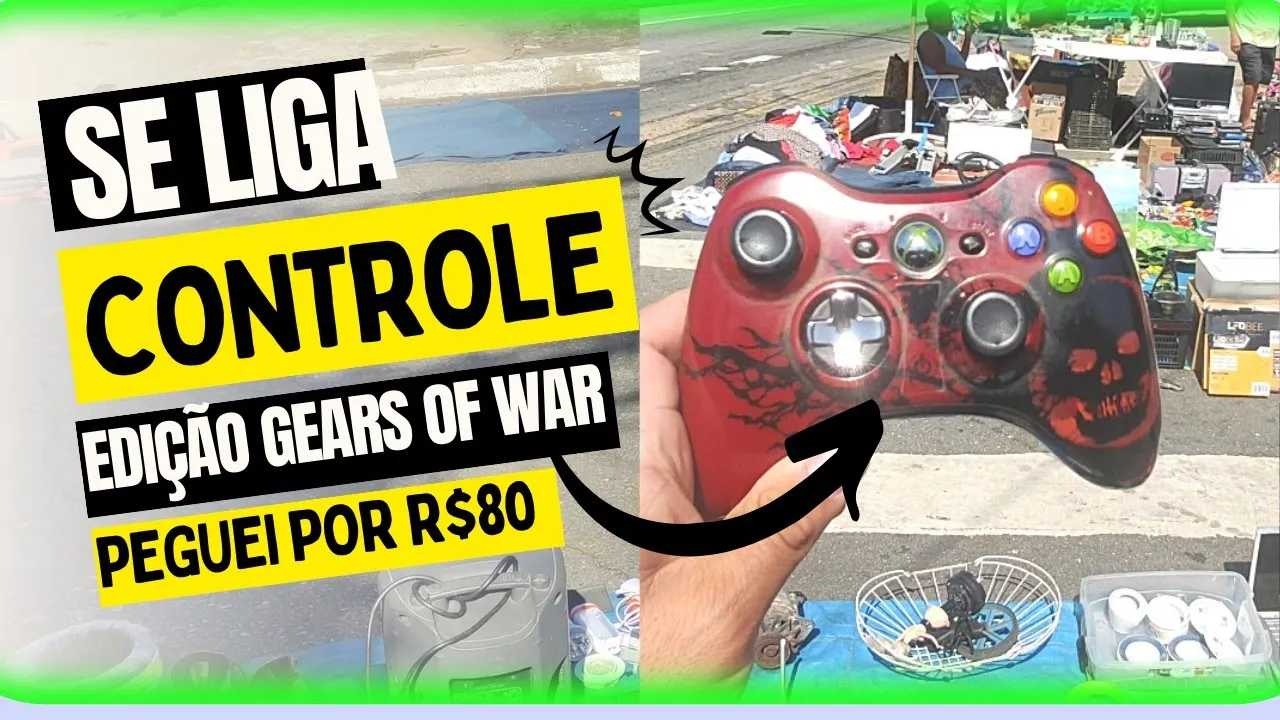 CAÇADA GAMER#246 - controle gears of war, heatset por 25 reais na feira do rolo