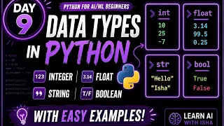 Day 9 Python for Beginners Data Types in Python Integer Float String Boolean with Examples