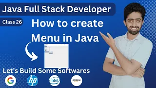 How to create MenuBars Menu and MenuItems in Java Java full stack swing lecture 26