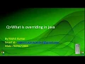 Important Interview question What is Overriding in Core Java