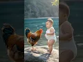 Ai generated video look like real | baby boy fighting with rooster #ai #cute #foryou #shorts