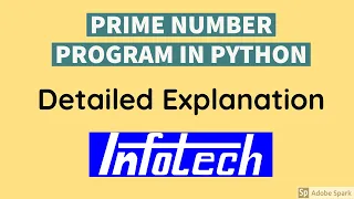 Prime number program in Python using FOR Loop wirh tracing on Board Infotech computers Kurnool