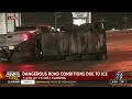 Dangerous road conditions due to ice in Conroe