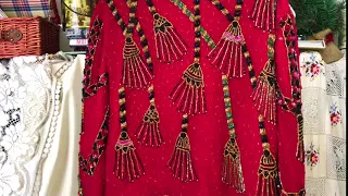 90s Lawrence Kazar 100 Silk Red Beaded Sequin Jacket