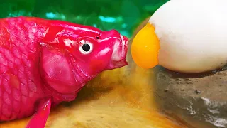 Satisfying Stop Motion ASMR | Colorful Fish Revenge Experiment: Coca Cola VS Mentos Mud Survival Fun